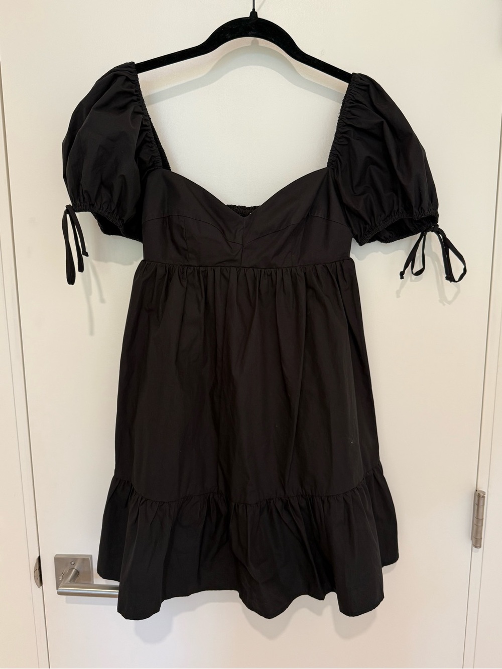 Olivaceous Black Puff Sleeve Mini Dress